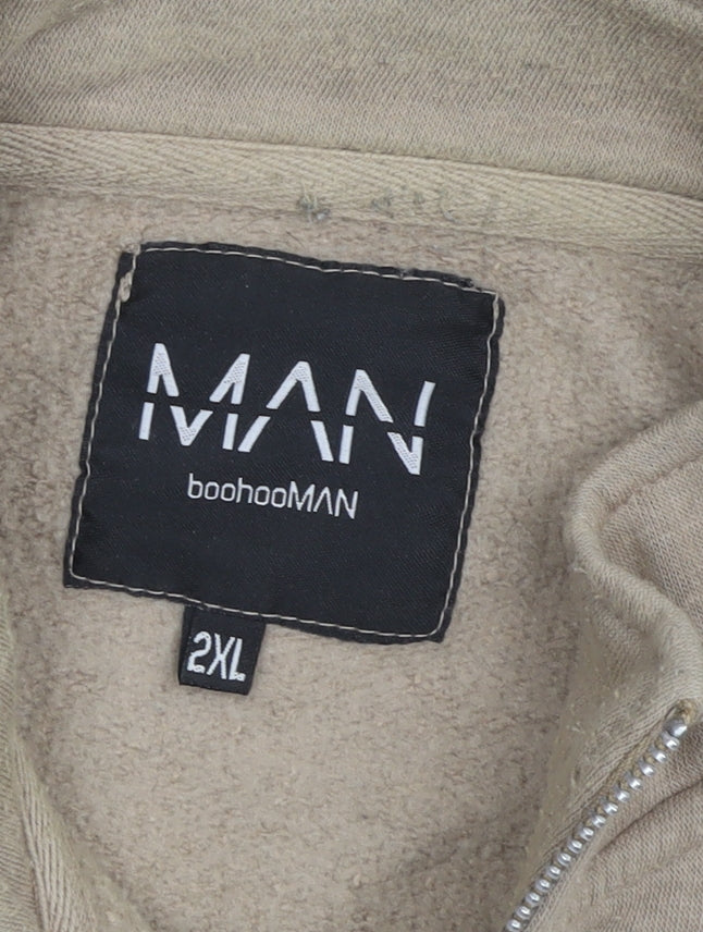 Mens UK Size 2XL boohooMAN Beige 1/4 Zip Sweatshirt