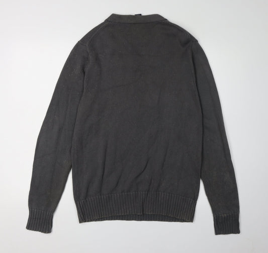 GAP Men's Grey Athletic Fit Long Sleeve Polo M