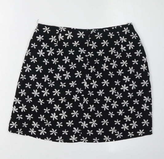 Motel Women's Black Floral Pencil Skirt, Size S