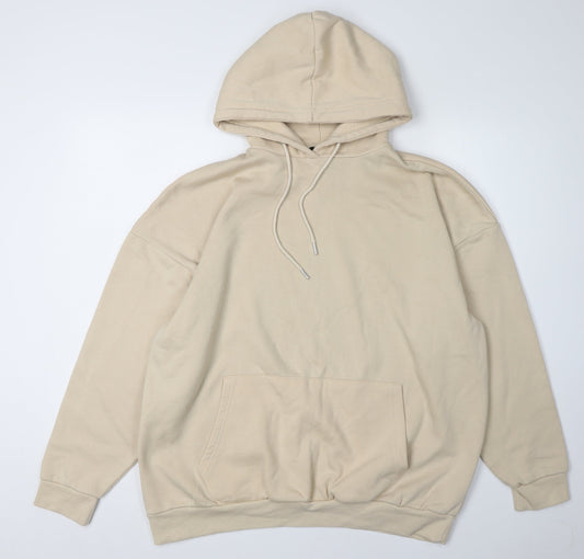 Boohoo Women's Beige Pullover Hoodie - M, Casual, Comfy