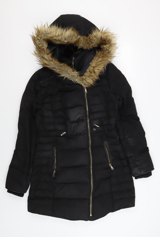 Womens UK Size S Stradivarius Black Puffer Jacket