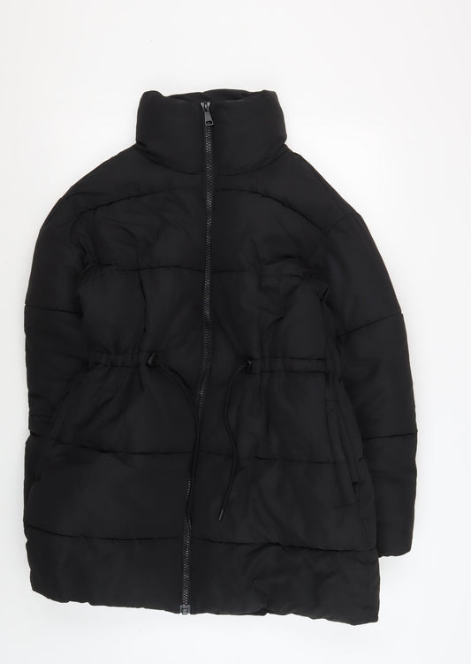 Monki Women’s Black Puffer Jacket 2XS Full Zip Casual