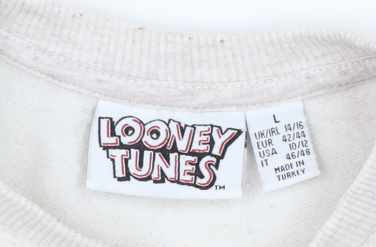 Womens UK Size L Looney Tunes Beige Pullover Sweatshirt