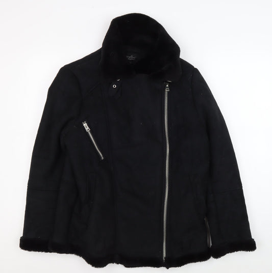 Womens UK Size 10 Topshop Black Motorcycle Jacket