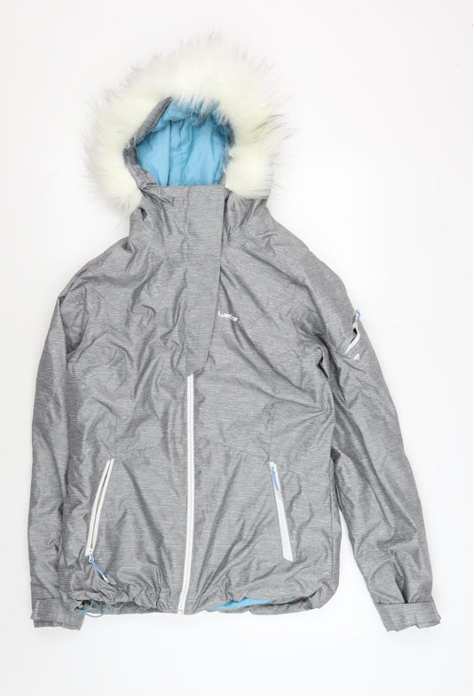 Womens UK Size S DECATHLON Grey Puffer Jacket Jacket
