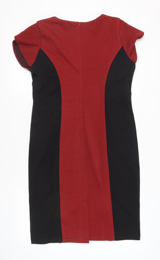 Collection London Women’s Red Black Sheath Dress Sz 14