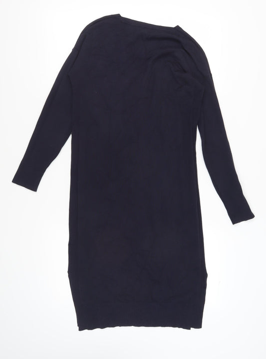 Next Women's Black Jumper Dress, Size 8, V-Neck, Knit, Pockets