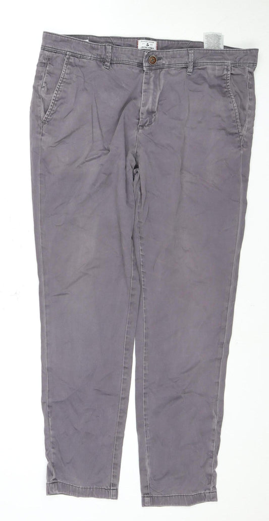 Jack & Jones Men's Grey Chino Trousers Size 34