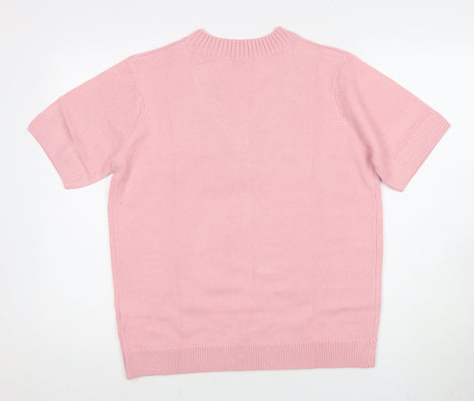 DAMART Women's Pink V-Neck Henley Jumper L