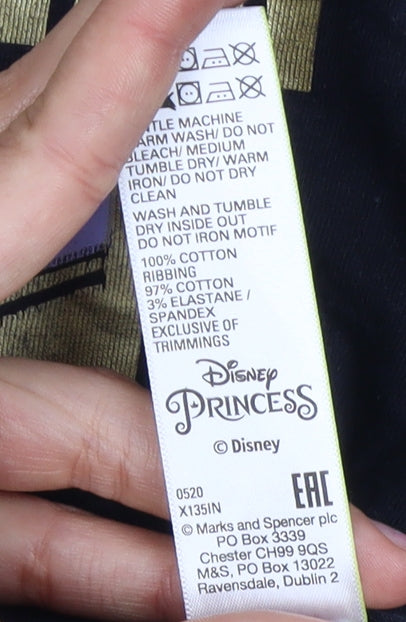 Marks and Spencer Girls Black Disney Princess T-Shirt 9-10 Years