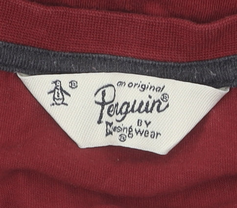 Original Penguin Men's Red Cotton T-Shirt, Size M