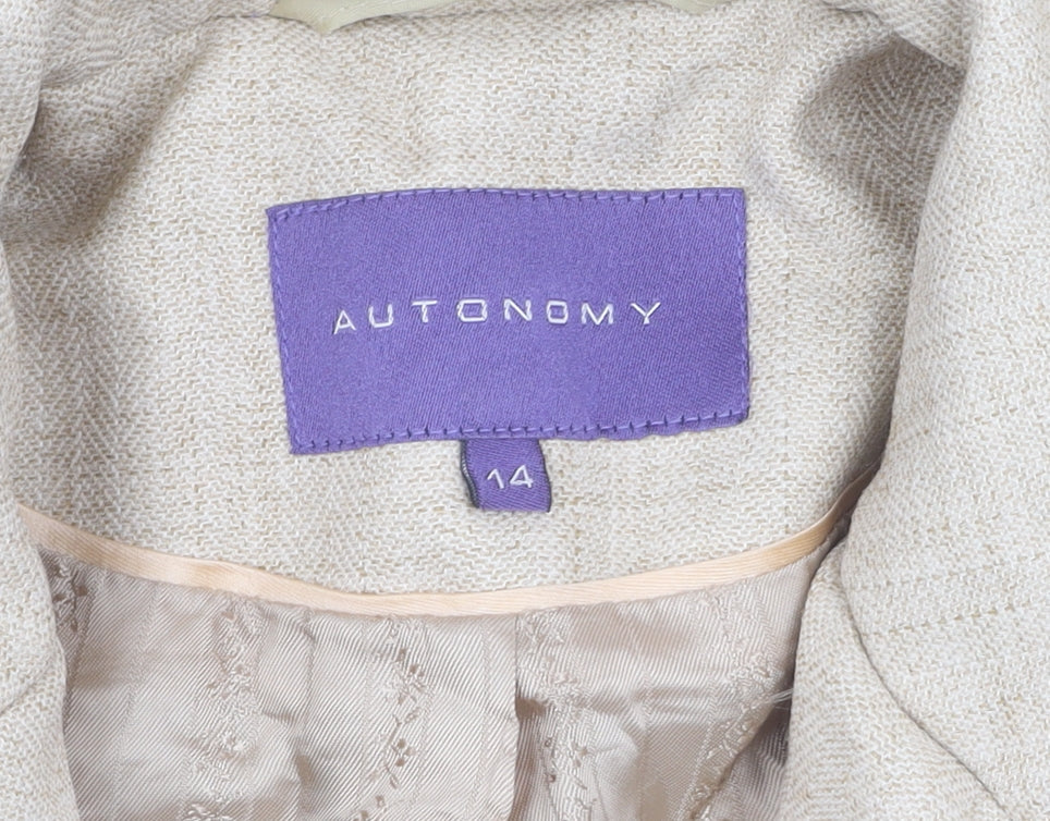 Autonomy Women's Beige Blazer, Size 14, Business Suit Jacket