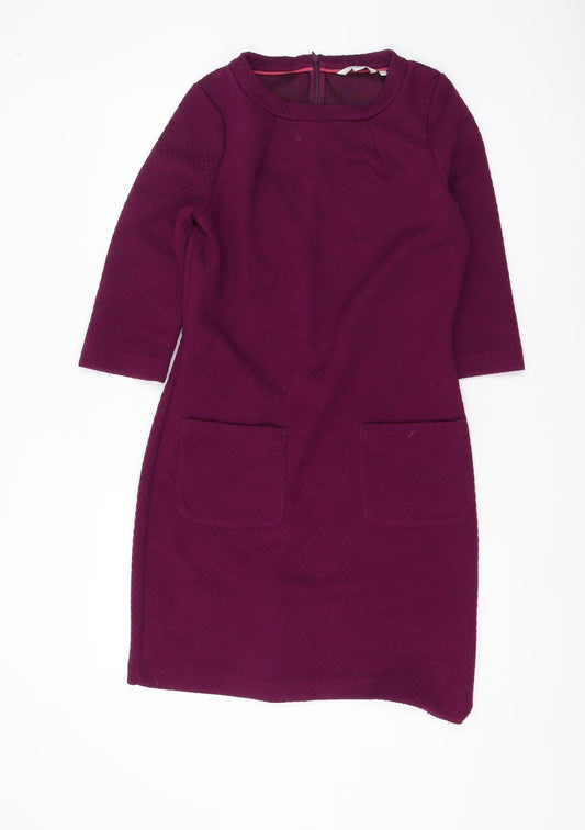 Additional front view of Boden Women's Purple Sheath Dress, size 10, Versatile & Chic