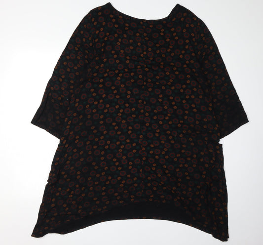 Roman Women's Black Asymmetric Floral Dress, Size 20