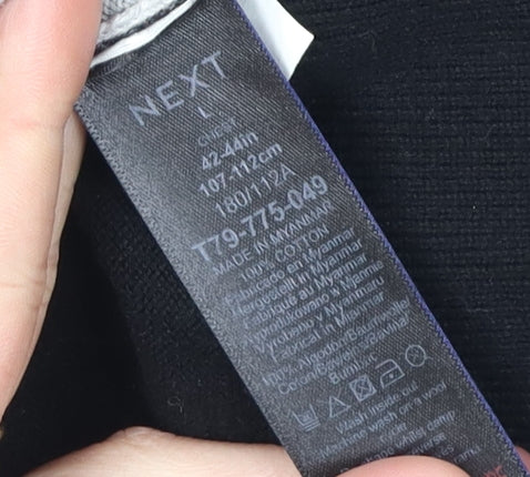 Next Men's Black Geometric Pullover Jumper, Size L