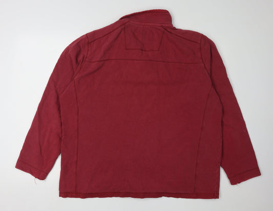 Mens UK Size XL Marks and Spencer Red 1/4 Zip Sweatshirt