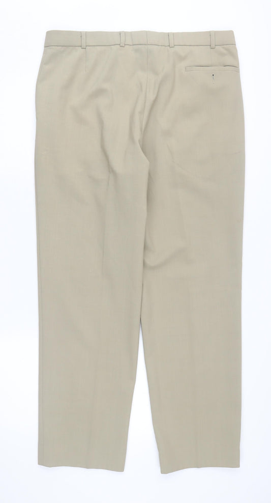 Marks and Spencer Men's Beige Regular Fit Trousers