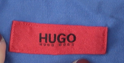 Hugo Boss Men's Blue Cotton Button-Up Shirt Size 16