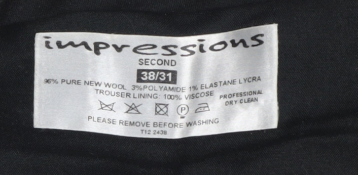 Impressions Men's Black Pinstripe Dress Pants 38/31