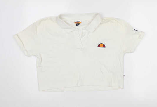Womens UK Size 10 ellesse White Cropped Polo