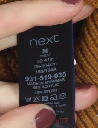 Next Men's Brown Cable-Knit Pullover Jumper, Size M