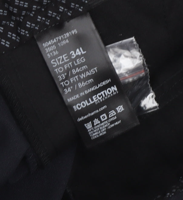 Debenhams Men's Black Dress Pants L Regular Fit