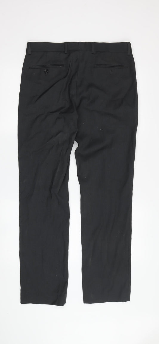 Topman Men's Black Dress Pants - Size 32, Regular Fit