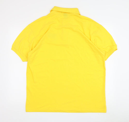 Palm Club Men's Yellow L Polo Shirt Casual Embroidered Logo