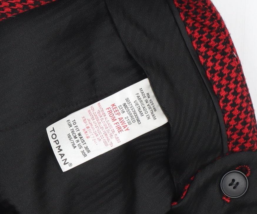 Topman Men's Red Straight Trousers 30W 30L