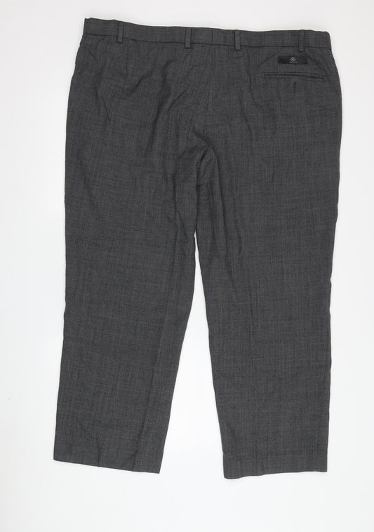 Marks and Spencer Men's Grey Regular Fit Trousers, Size 44