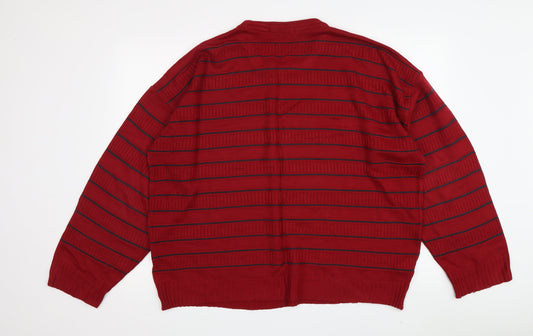 Marks and Spencer Men's Red Striped Knit Jumper S