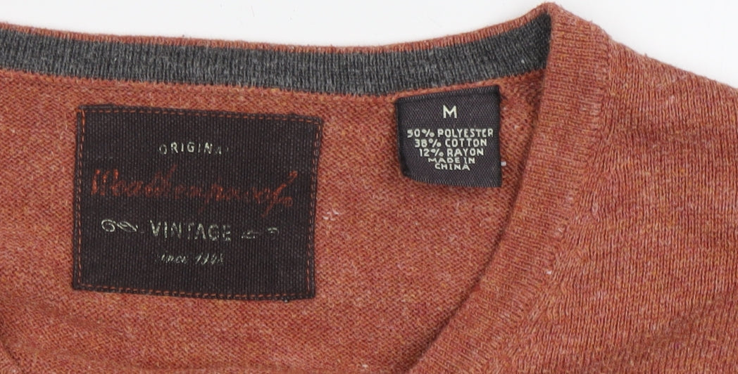 Original Vintage Men's Red M Pullover V-Neck Jumper