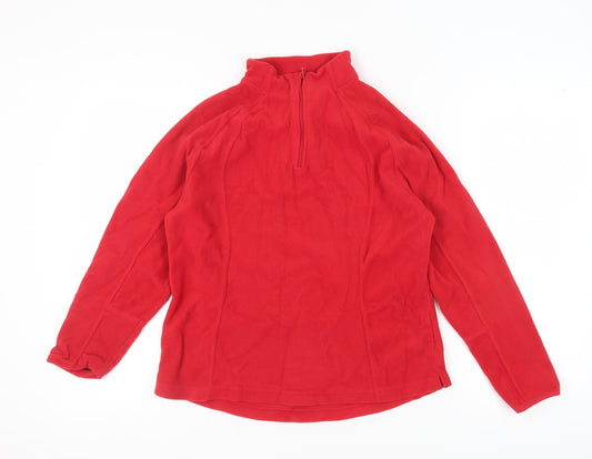 Additional front view of Quechua unisex red fleece sweatshirt, size 12, warm casual