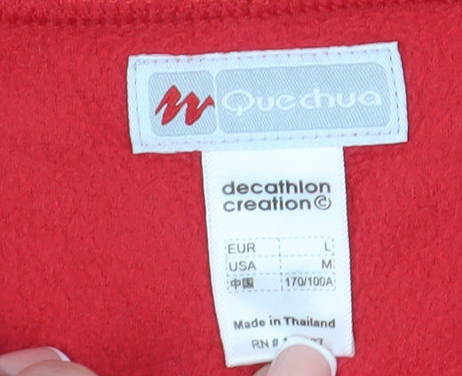 Quechua Unisex Red Fleece Sweatshirt Size 12, Warm Casual