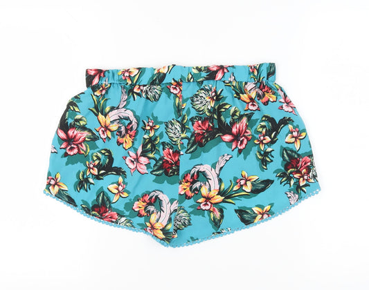 New Look Women's Blue Floral Shorts - Size M