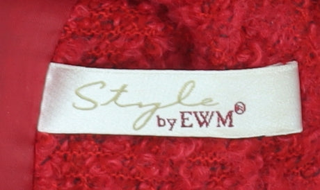 Brand and care label for EWM Women's Red Wool Short Coat -, size 12
