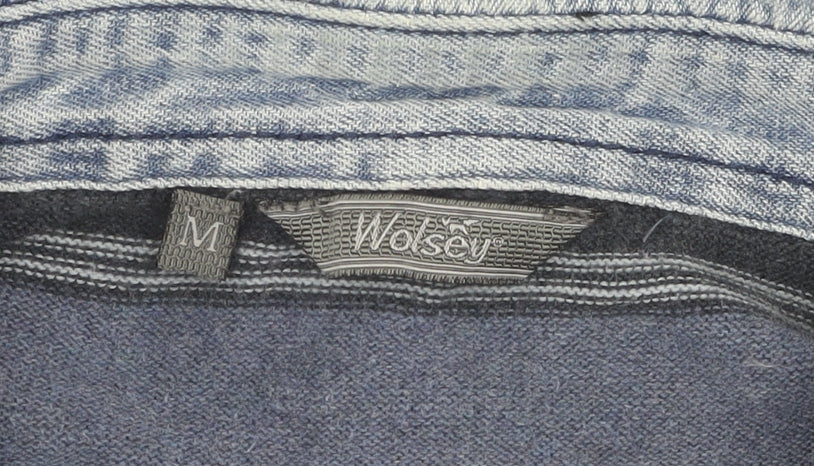 Wolsey Men's Blue Striped Long Sleeve Polo - M