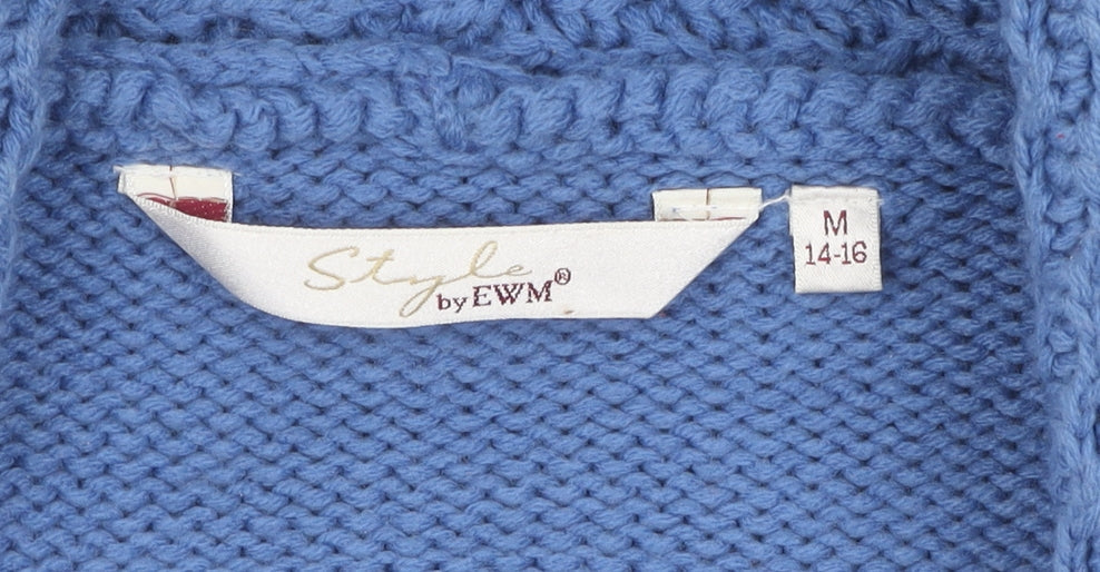 Womens UK Size M Style by EWM Blue Cardigan Jumper