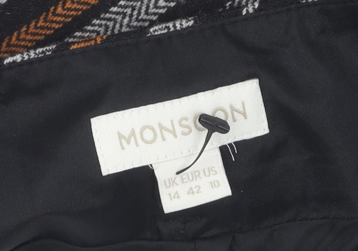 Monsoon Women's Geometric Black Skirt Size 14