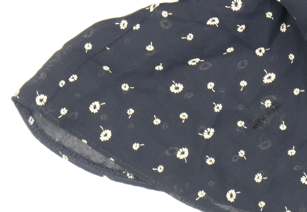 Marks and Spencer Women's Blue Floral A-Line Skirt Size 16