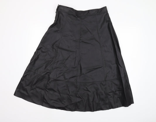 H&M Women's Black A-Line Midi Skirt, Size 14