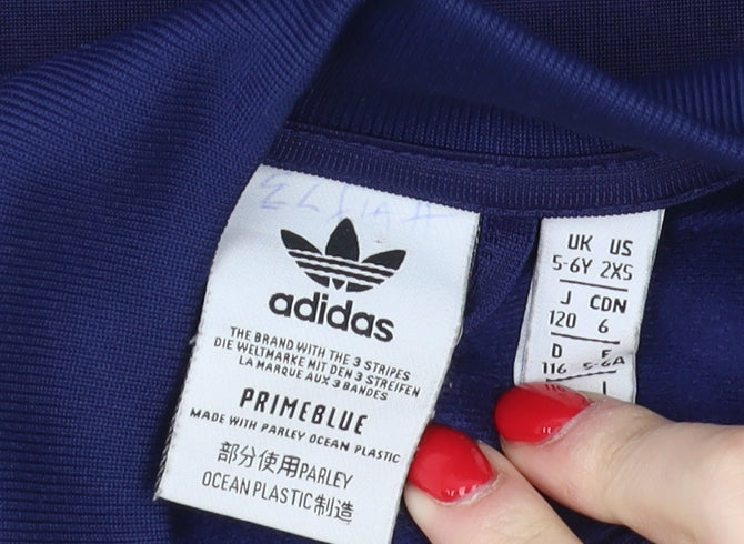 Adidas Boys Blue Full Zip Hoodie 2XS - Perfect for Every Season