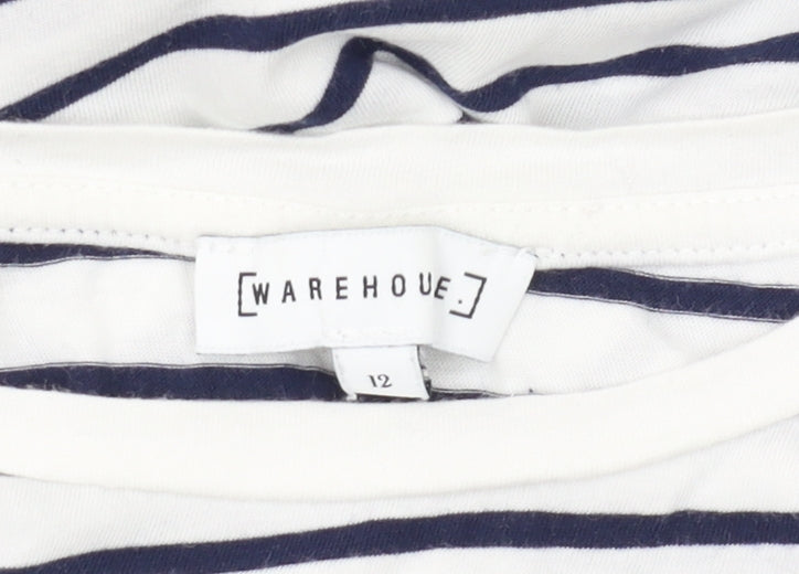 Womens UK Size 12 Warehouse White T-Shirt