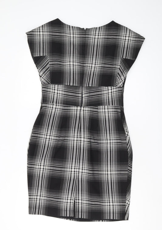 Warehouse Women's Black Check V-Neck Dress UK 12