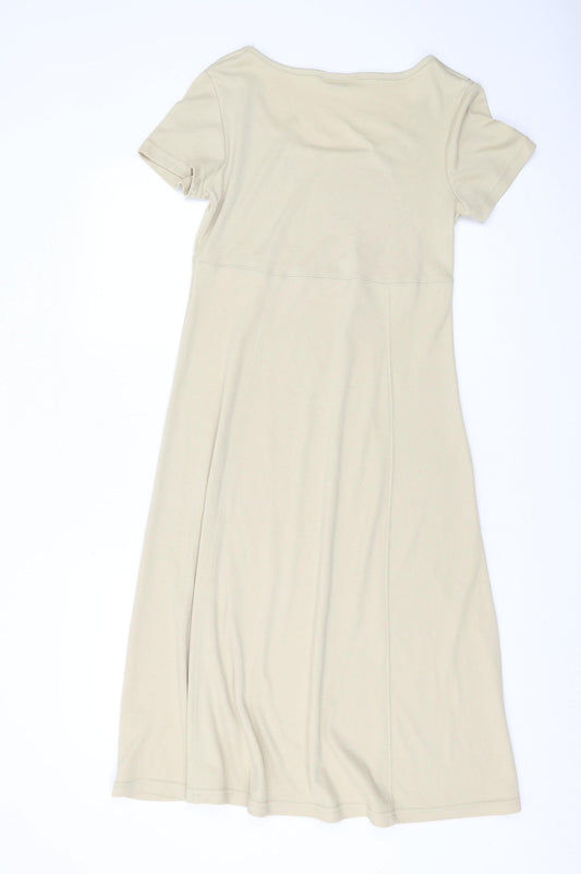 Bonmarché Women's Beige A-Line Midi Dress, Size 12