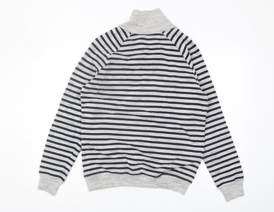 Zara Man Men's Grey Striped Sweatshirt - Size L