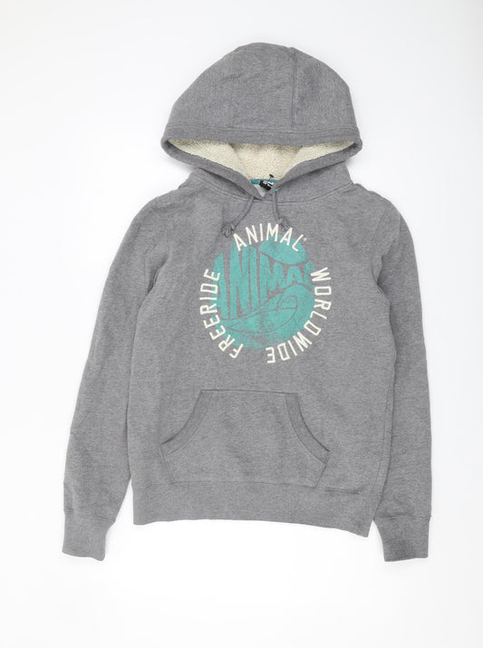 Additional front view of Animal Women's Grey Pullover Hoodie, size 10, Casual Logo Design