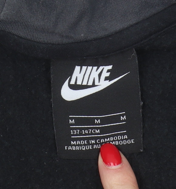 Nike Boys Black Full Zip Hoodie - M, Logo, Casual, Fleece