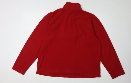 Mens UK Size M Lands' End Red 1/4 Zip Sweatshirt