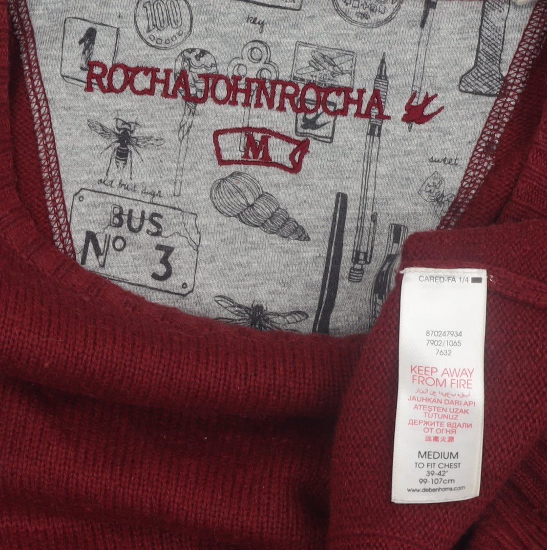 Rocha John Rocha Men's Red Pullover Jumper, Medium